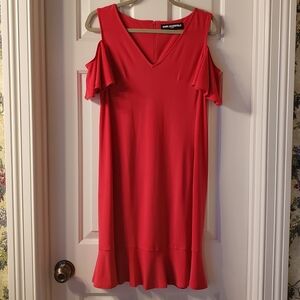 Karl Lagerfeld Paris Fuschia Mini Dress with Ruffle Sleeves